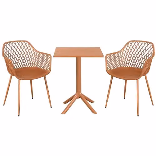 Core Products 3-Piece Bistro Garden Set with Two Lattice Armchairs and Square Plastic Table in White or Green – 1