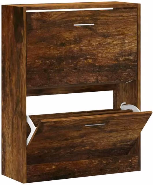 Berkfield Home Smoked Oak Shoe Cabinet in Brown, W/D/H: 63 x 24 x 81 cm