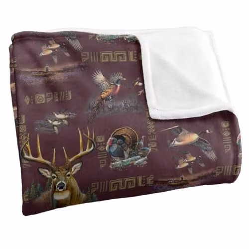 JQ Licensing Big Game Hunting Pattern Super Soft Fleece Throw Blanket, Multicolour, W/D/H: 91 x 147 cm – 2