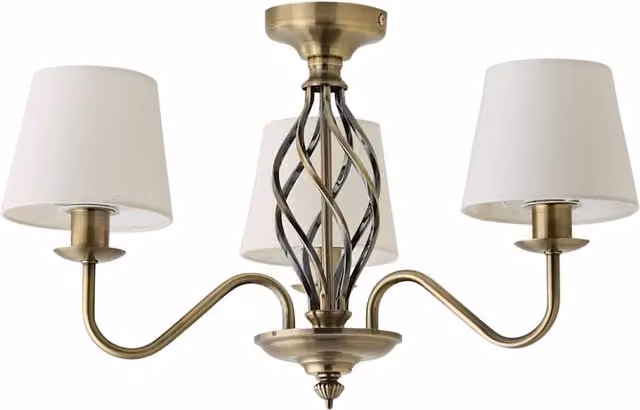 Memphis Antique Brass Traditional 3 Way Ceiling Light in Bronze