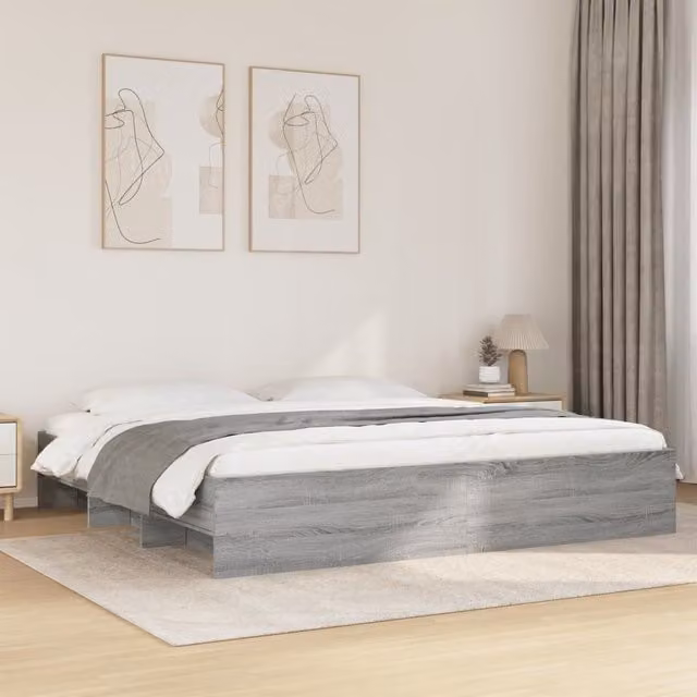 Berkfield Home Grey Sonoma Bed Frame with Side Compartments, Engineered Wood, 200 x 200 cm