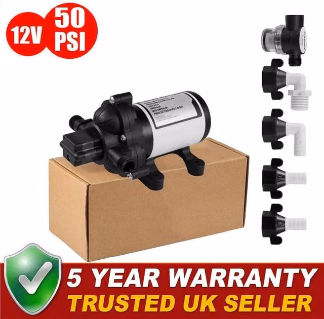 NESTLUNE 12V High Pressure Diaphragm Water Pump in Black