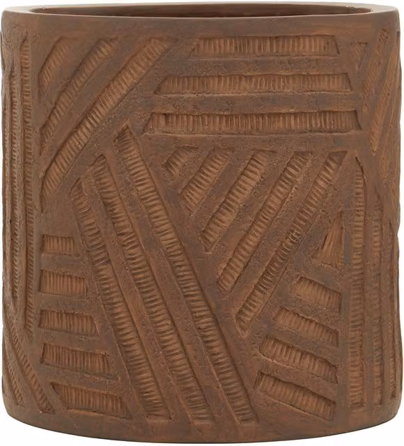 Orsina Darnell Brown Geometric Round Tabletop Planter