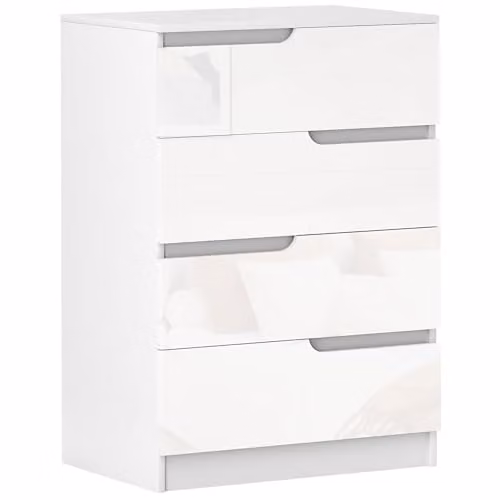 HOMCOM Modern 4-Drawer Dresser in White, W: 60 cm, D: 40 cm, H: 85 cm – 1