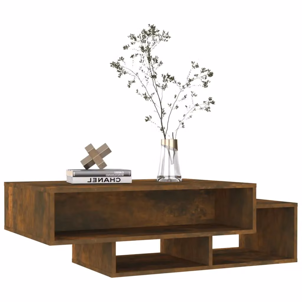 Berkfield Home Smoked Oak Coffee Table in Brown, W/D/H: 105 x 55 x 32 cm – 3
