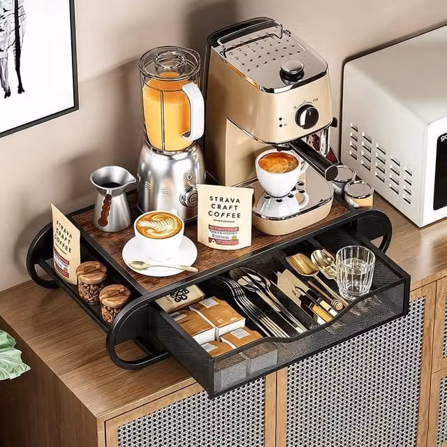 London Boutique Coffee Capsule Storage Rack Multi-Grid Pod Drawer Organizer in Black and Multicolour