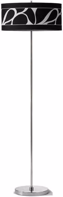 Netlighting Manhattan 3 Light Floor Lamp in Chrome and Black with Patterned Shade