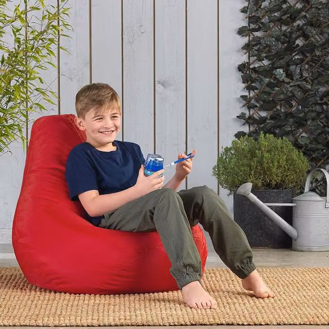 ICON Set of 2 Kids Recliner Beanbag Chairs in Red and Purple, Water Repellent and Indoor/Outdoor Use