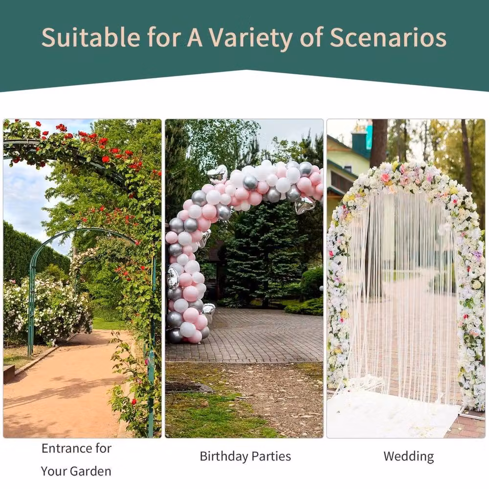 VOGREX Metal Garden Arch Arbour Climbing Frame in Bronze, H 226 x W 120 x D 30 cm – 2
