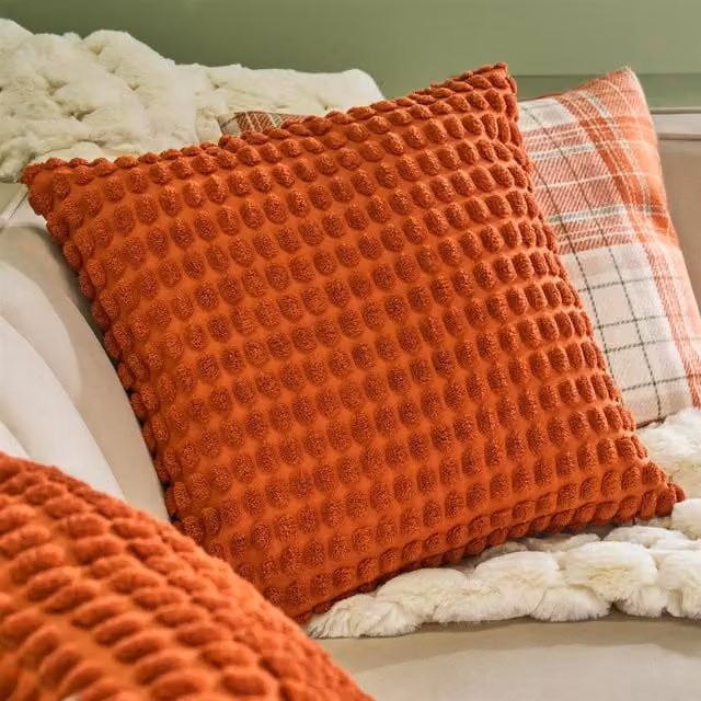 OHS Bobble Textured Cushion Covers in Rust