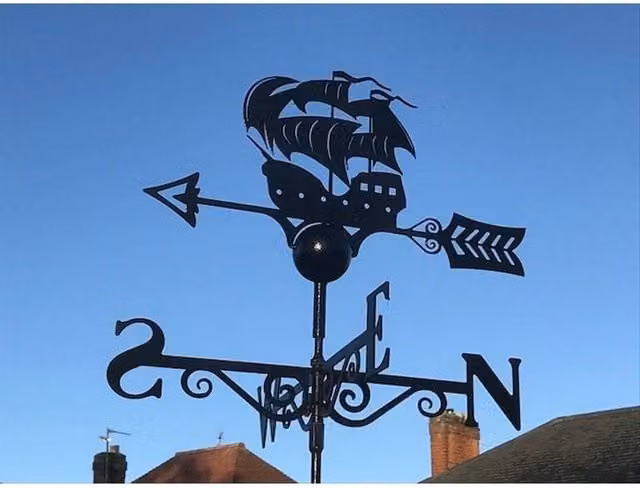 Poppyforge Galleon Weathervane in Black Steel, W65 x H88 cm
