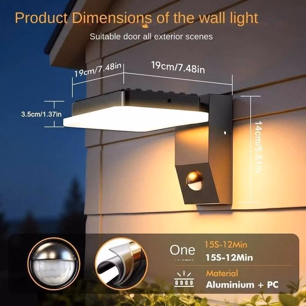Kelvenix Modern Outdoor PIR Motion Sensor Security Floodlight in Black – 2