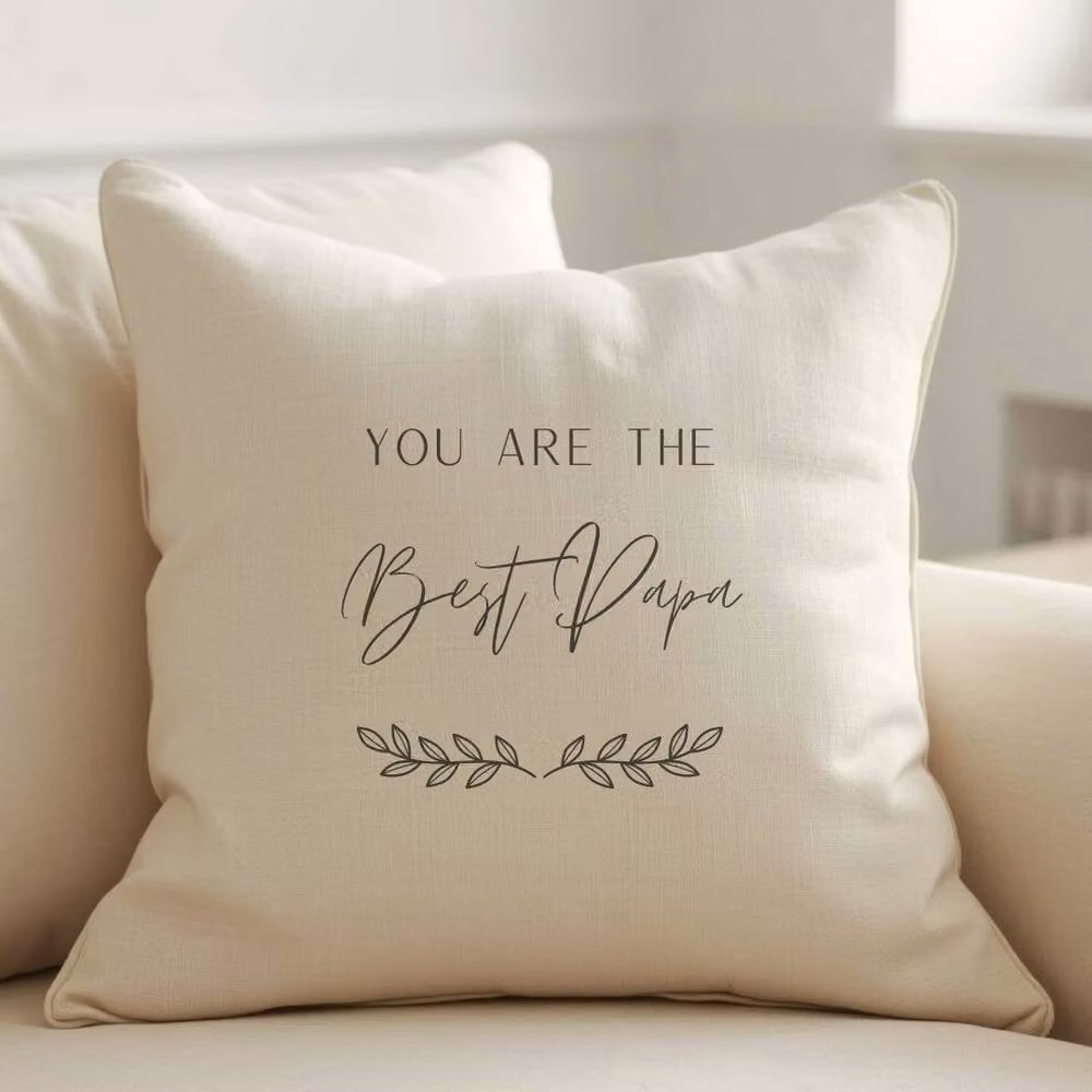 Aye Do Gifts Men's Personalised Great Grandad, Papa or Pop Cushion in Beige Linen, W/D/H: 40 x 40 x 1 cm – 2