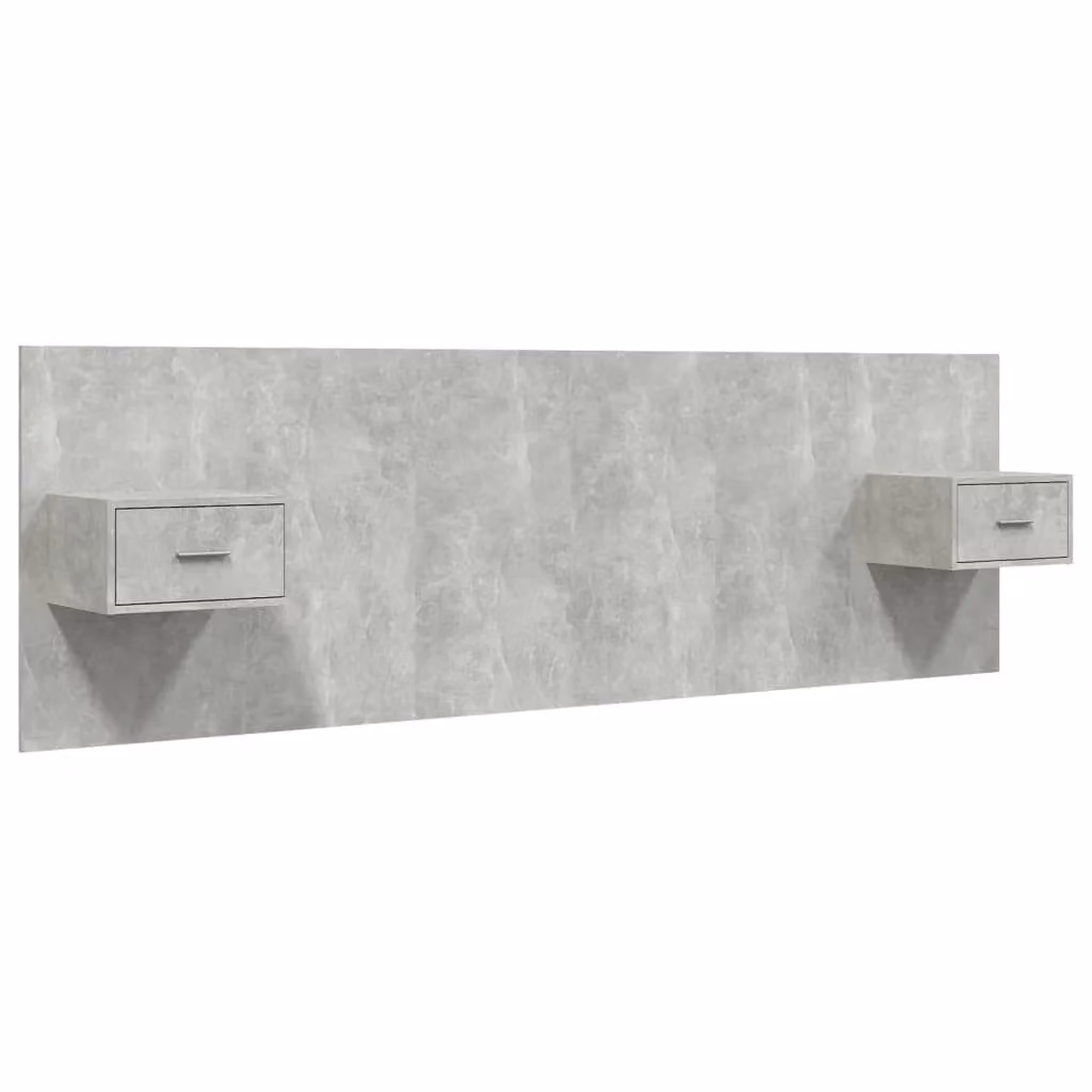 Berkfield Home Bed Headboard with Integrated Nightstand Cabinets in Concrete Grey Engineered Wood – 2