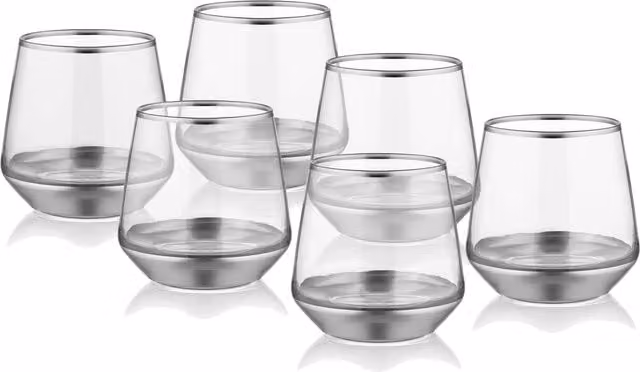 The Mia UK Glam Series Silver Glass Tumblers, Set of 6