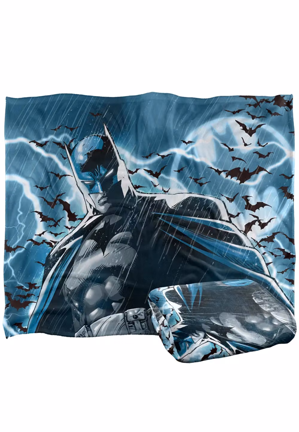 DC Comics Batman Stormy Knight Classic Blanket in White, W: 152 cm, D: 127 cm – 2