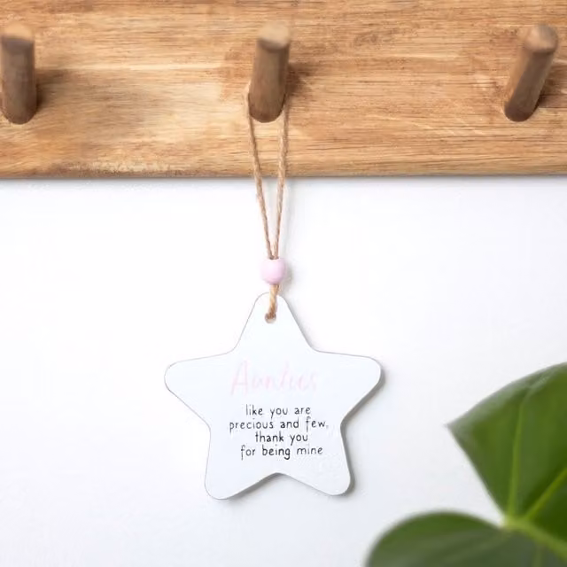 Kingsbury Gifts White Ceramic Hanging Star Wall Plaque with Thank You Typography