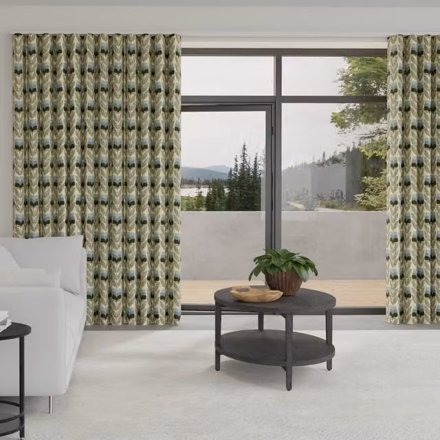 Orla Kiely Rosebud Made to Measure Blackout Wave Curtains in Powder Blue and Multicolour Cotton Fabric