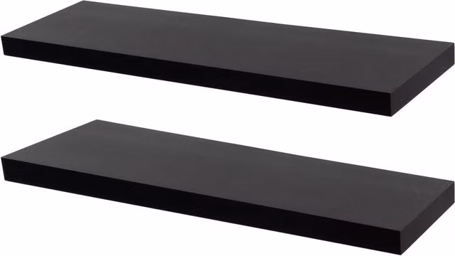 Harbour Housewares Modern Floating Wall Shelves, Pack of 2, Black, W: 80 cm – 5