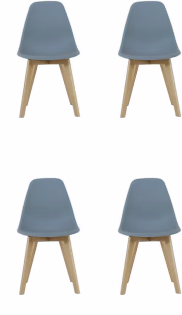 Life Interiors Set of 4 Ricco Plastic Dining Chairs with Wooden Legs in Dark Grey