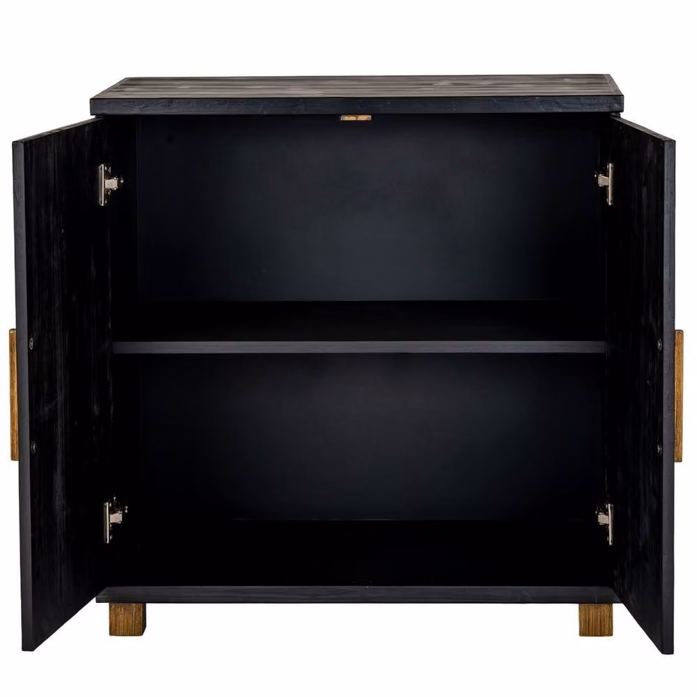 Lemon Pavilion Furniture and Decor Lennox 2 Door Small Sideboard in Black Wood, W80 x D43 x H78 cm – 2