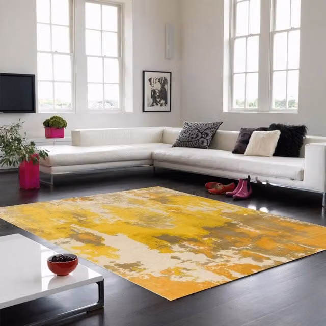The Rug Shop UK Beige and Multicolour Handmade Wool Abstract Area Rug, W x W: 200 x 200 cm