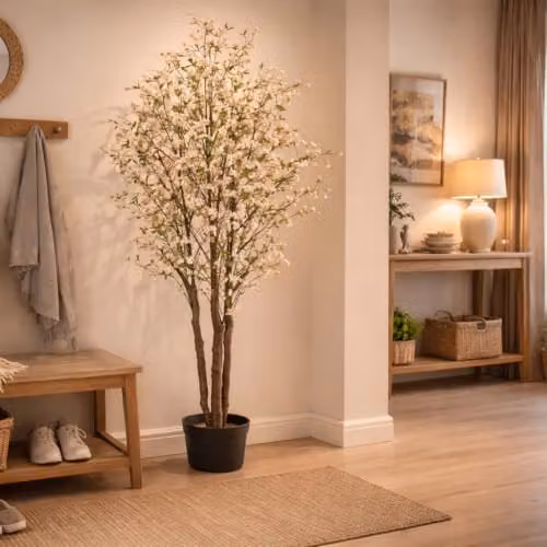 White Cherry Leaf Retardant Artificial Tree, Height: 210 cm – 2