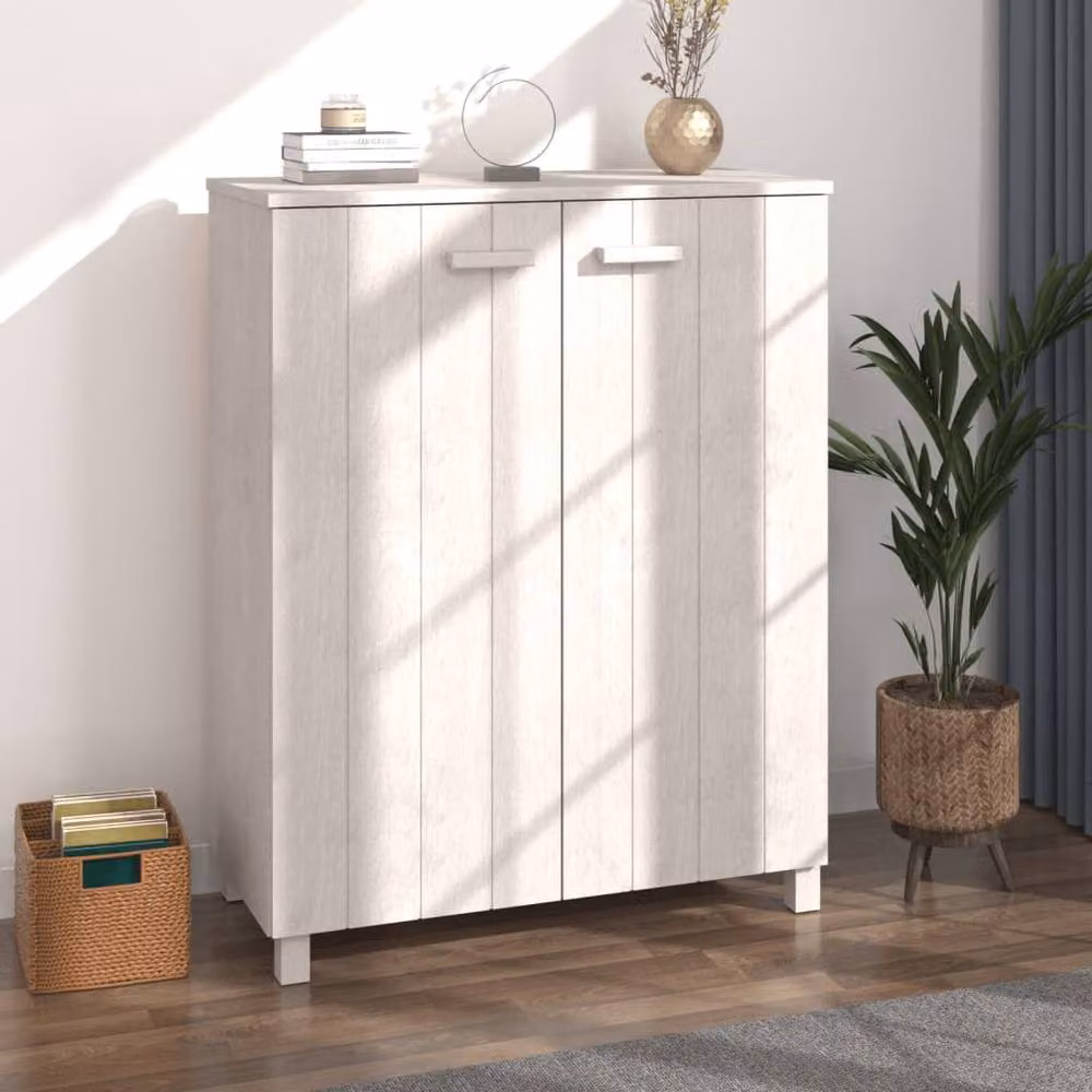 Berkfield Home HAMAR Shoe Cabinet in White Solid Pine, W/D/H: 85 x 40 x 108 cm – 2