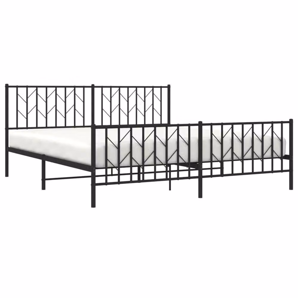 Berkfield Home Metal Bed Frame with Footboard, Black, W/D/H: 183 x 213 cm – 3