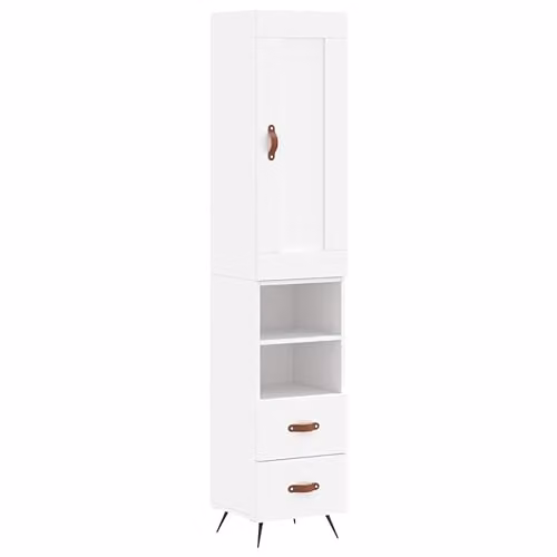 vidaXL Modern White Highboard with Internal Shelves and Drawers, W/D/H: 34.5 x 34 x 180 cm – 1
