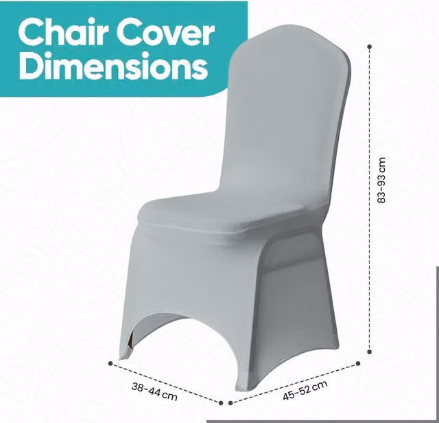 Trimming Shop Silver Stretch Fabric Dining Chair Slipcovers, Washable and Removable, Width: 34 cm