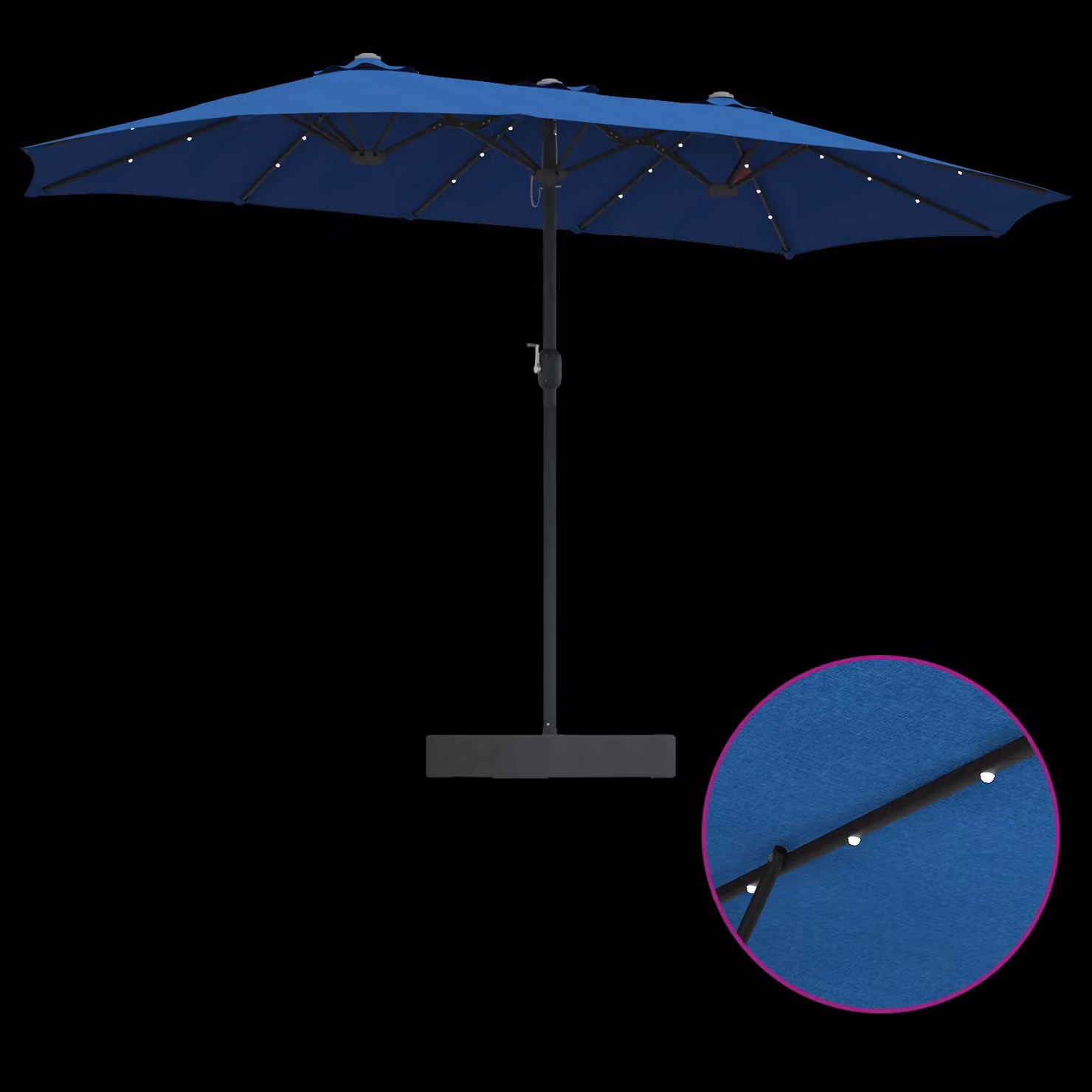 Berkfield Home Folding Garden Parasol in Blue with Polyester Fabric and Steel Frame, W: 385 cm, D: 209 cm, H: 244 cm – 5