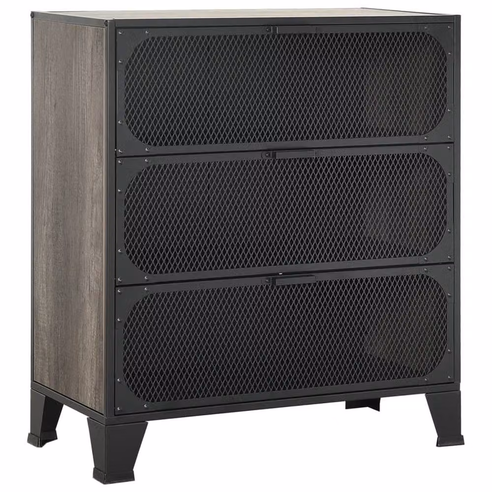Berkfield Home Industrial Grey Storage Cabinet with Glass Doors, Metal and MDF, W/D/H: 72 x 36 x 82 cm – 2