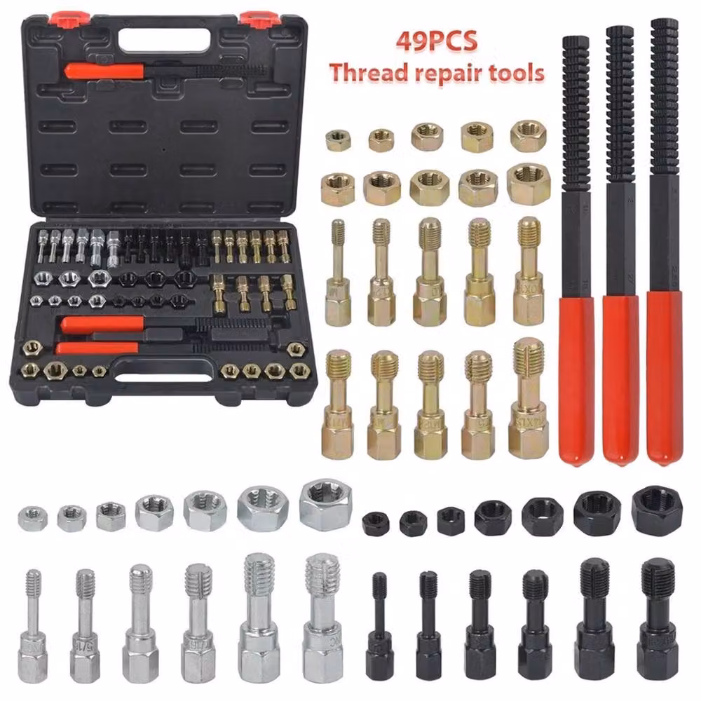 EONLION 49-Piece Thread Repair Chaser Kit, UNC UNF Metric Thread Restorer in Black – 2