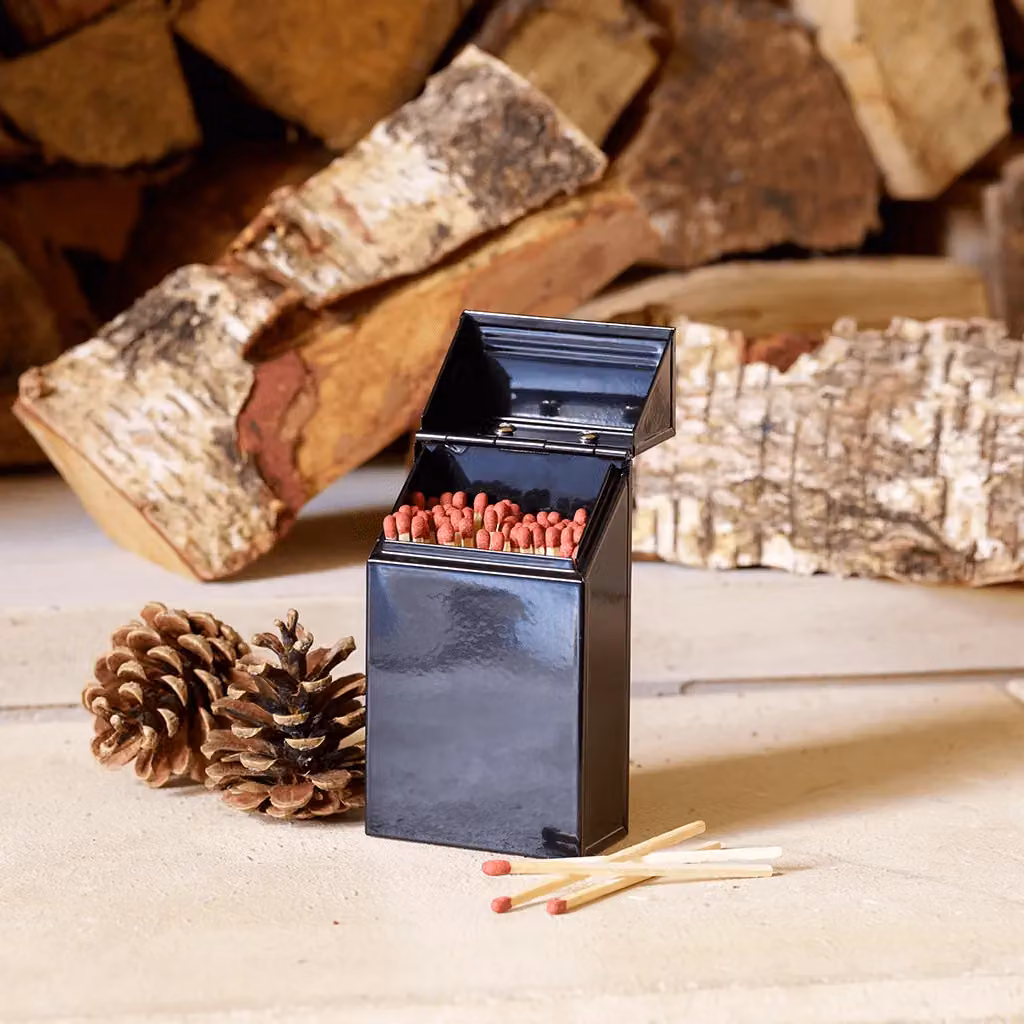 Valiant Ash Carrier Box, Firelighter Storage and Match Holder in Black with Gloss Lacquer Finish – 4