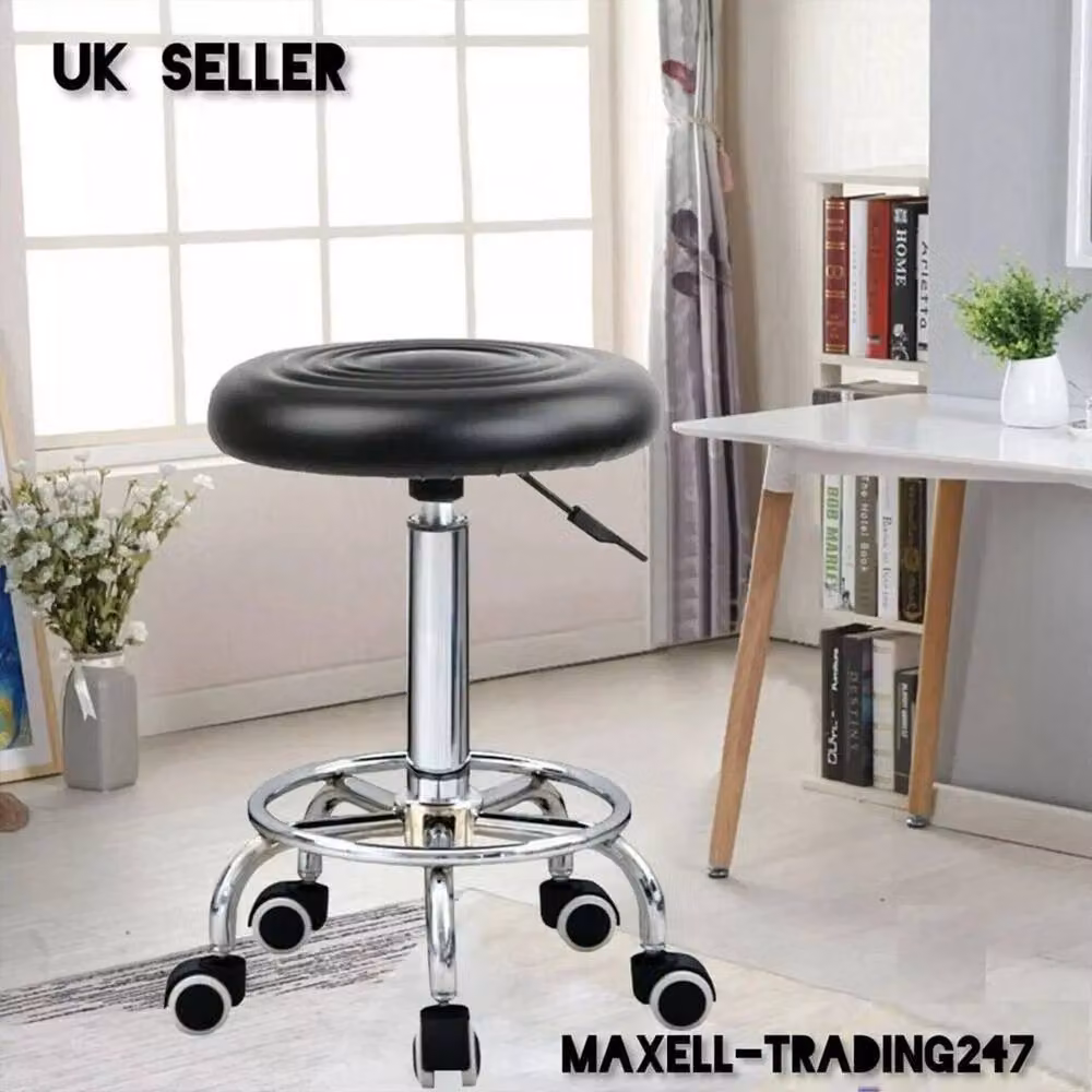 SPETLEK Black Synthetic Leather Active Stool with Swivel and Foot Ring for Home or Office – 7