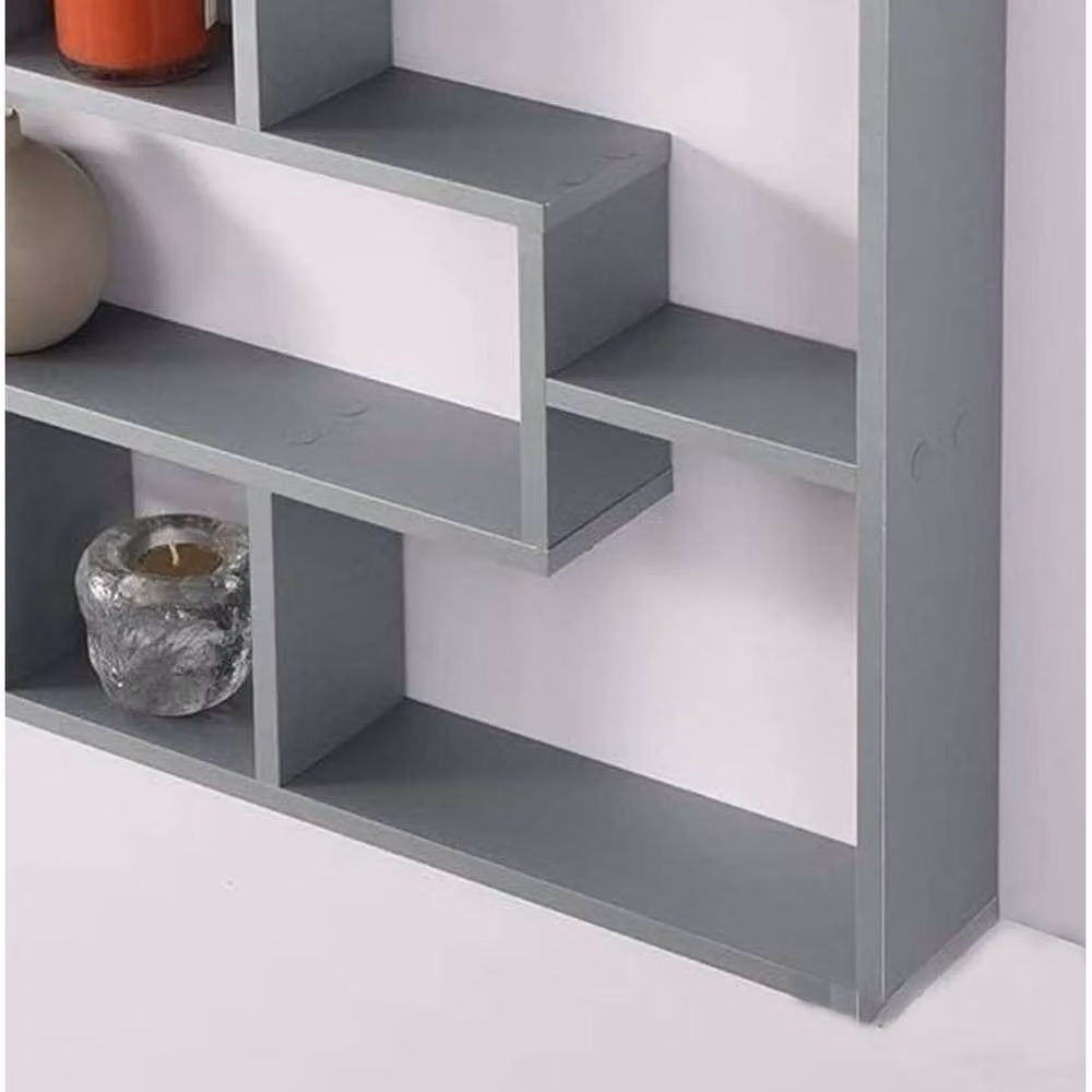 PAWNORA 7-Compartment Minimalist Wall-Mounted Floating Shelves in Matt Grey – 2