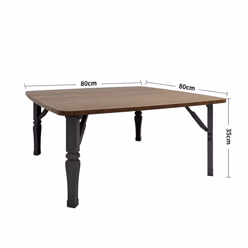KORVIXA Square Folding Coffee Table in Brown, W: 100 cm x D: 100 cm x H: 35 cm – 2