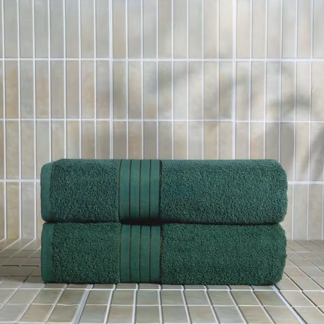 OHS 2 Pack of Green Cotton Terry Bath Towels, W/H: 70 x 115 cm – 2
