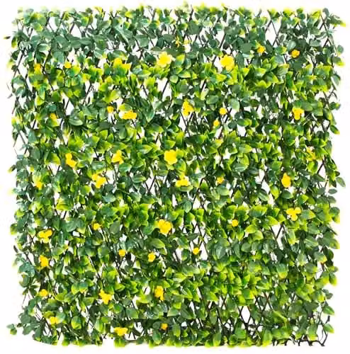 Primrose Yellow Artificial Hedge Outdoor Screening Trellis, W/H: 100 x 200 cm