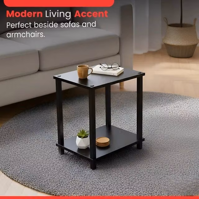 KORVIXA Black Metal Side Table and Coffee Table, W/D/H: 40 x 30 x 48 cm – 1