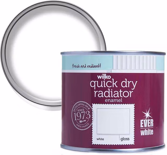 wilko Quick Dry Gloss Radiator Enamel, White, 500ml