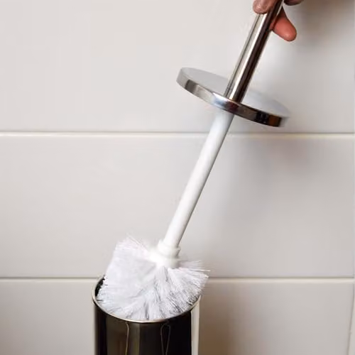 Harbour Housewares 5L Stainless Steel Pedal Bin and Toilet Brush Set in Silver, H 26.0 x W 22.5 x D 20.0 cm – 5