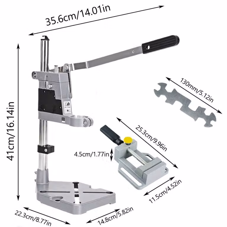 Kelvenix Hand Drill Press Bench Stand Workbench Pillar Clamp in Grey