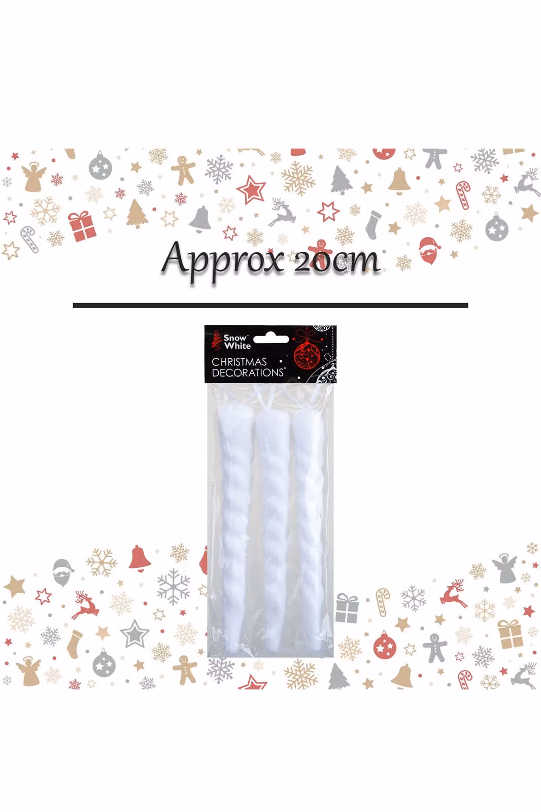 VFM e-Store White Icicle Christmas Hanging Decorations, Pack of 3, 20 cm – 2
