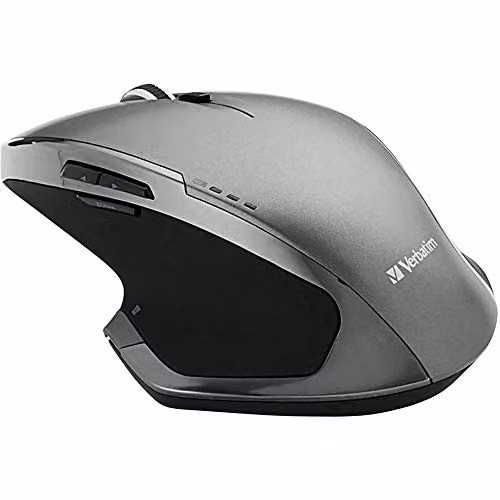 Verbatim Wireless Optical Mouse with Blue LED Lens, 2.4 GHz, Nano Receiver and 8 Buttons, Grey – 3