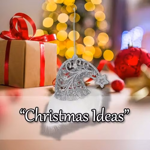 VFM e-Store Silver Glitter Santa Hat Hanging Decoration for Christmas Parties, W/H: 11 x 10 cm – 4