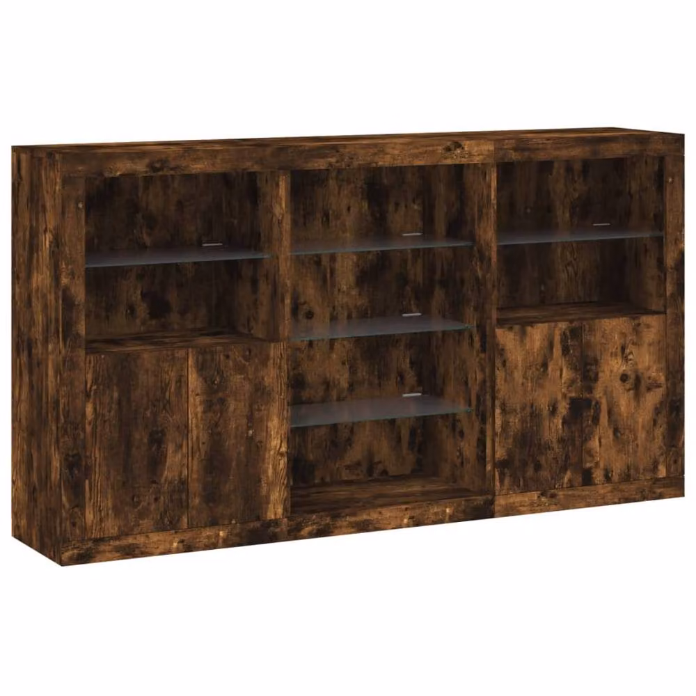 Berkfield Home Modern Smoked Oak Sideboard with Integrated LED Lights, Brown, W: 181.5 cm, D: 37 cm, H: 100 cm – 3