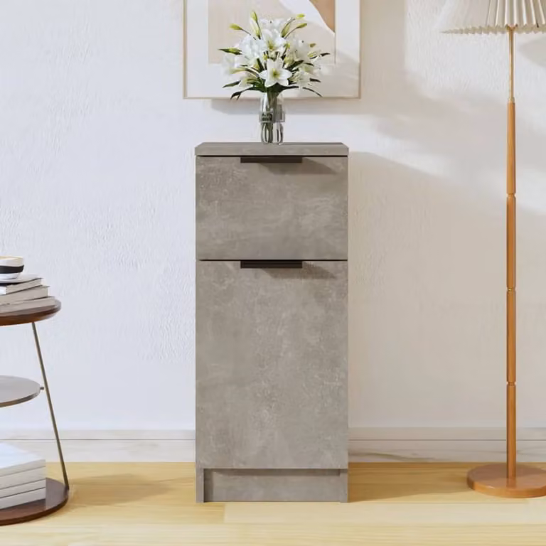Berkfield Home Concrete Grey Abstract Sideboard in MDF, W/D/H: 30 x 30 x 70 cm