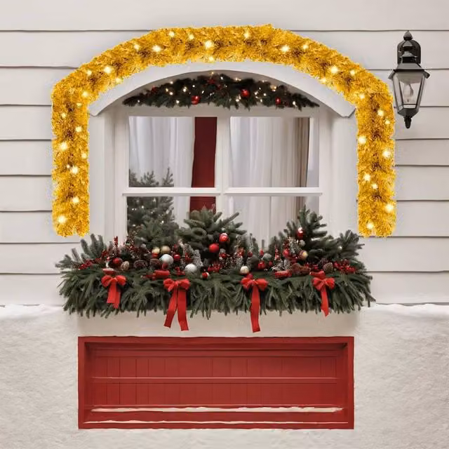 Berkfield Home Christmas Garland with LED Lights in Gold – 1